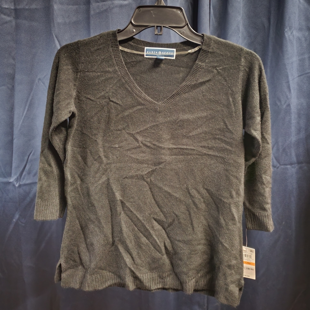 Dark Black V-Neck Sweater